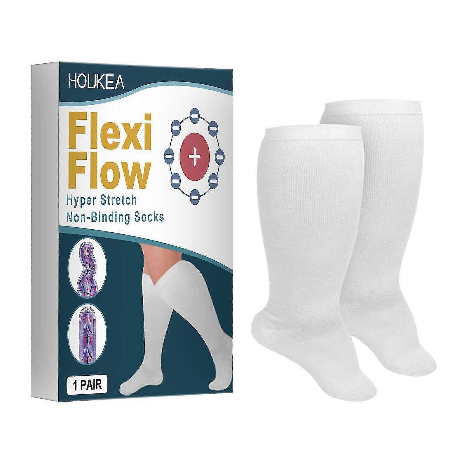 Houkea Hyper Stretch Non-Binding Socks, Ease Discomfort In The Front Of The Body And Swelling Of The Feet Earthworm Leg Care Socks