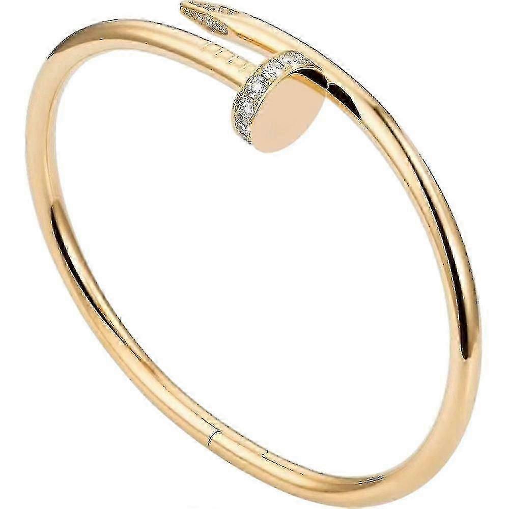 Pulseira de unhas de aço inoxidável, cabeça e cauda com diamantes