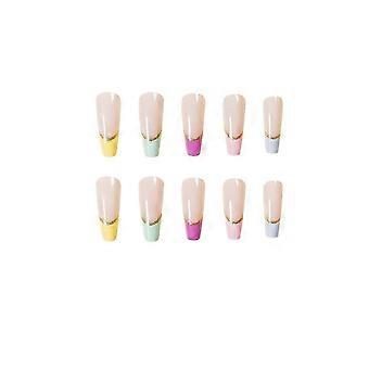 False Nail Tips Fake Artificial Art Diy Finger Cover Rainbow Series White Finished Product Detachable