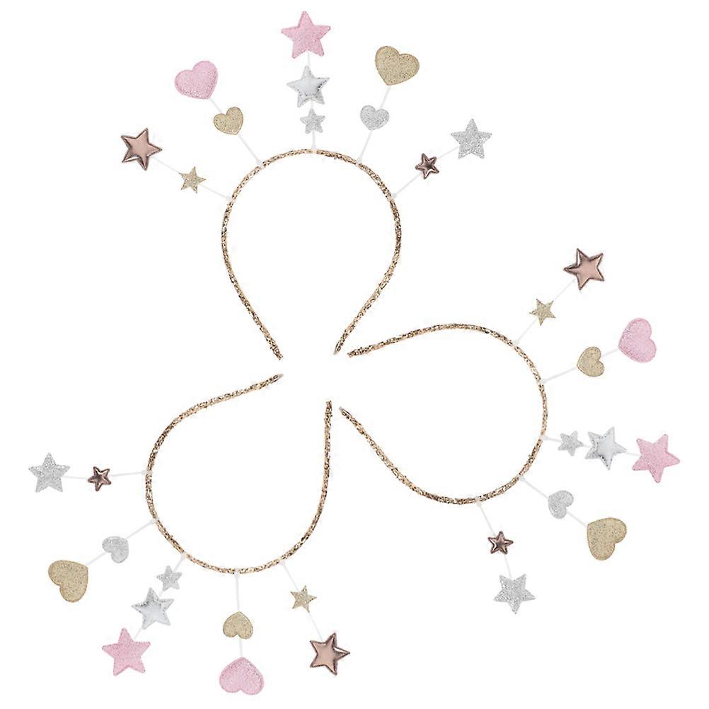 Glitter Star Headband Heart Shape for Decor 3Pcs Assorted Color Plastic