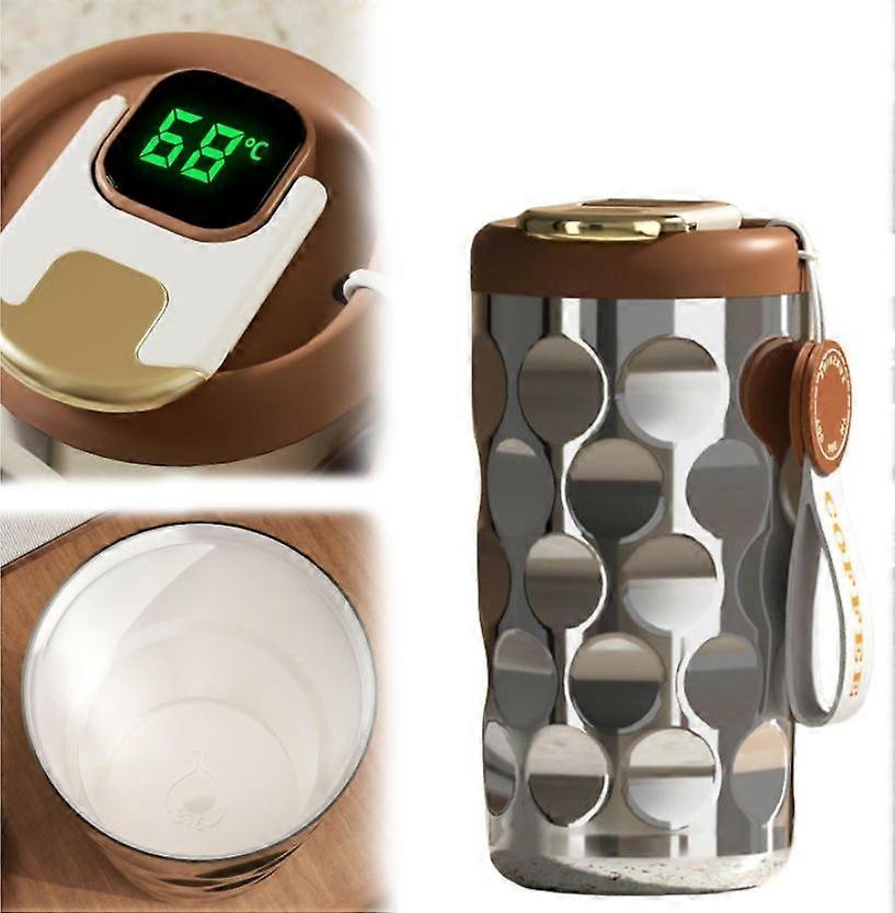 Smart coffee thermostat, coffee thermostat travel, portable cup with temperature display - silver