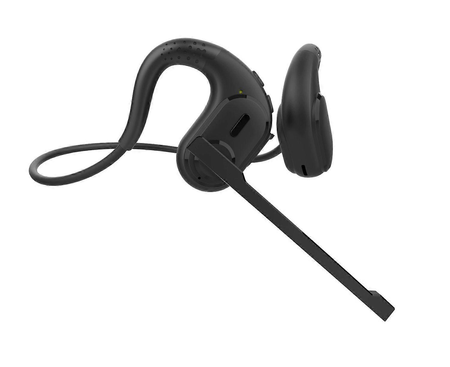 Open wireless Bluetooth headset with DSP noise reduction and magnetic boom mic ideal for PC, laptop, office calls, and sports use(Black)