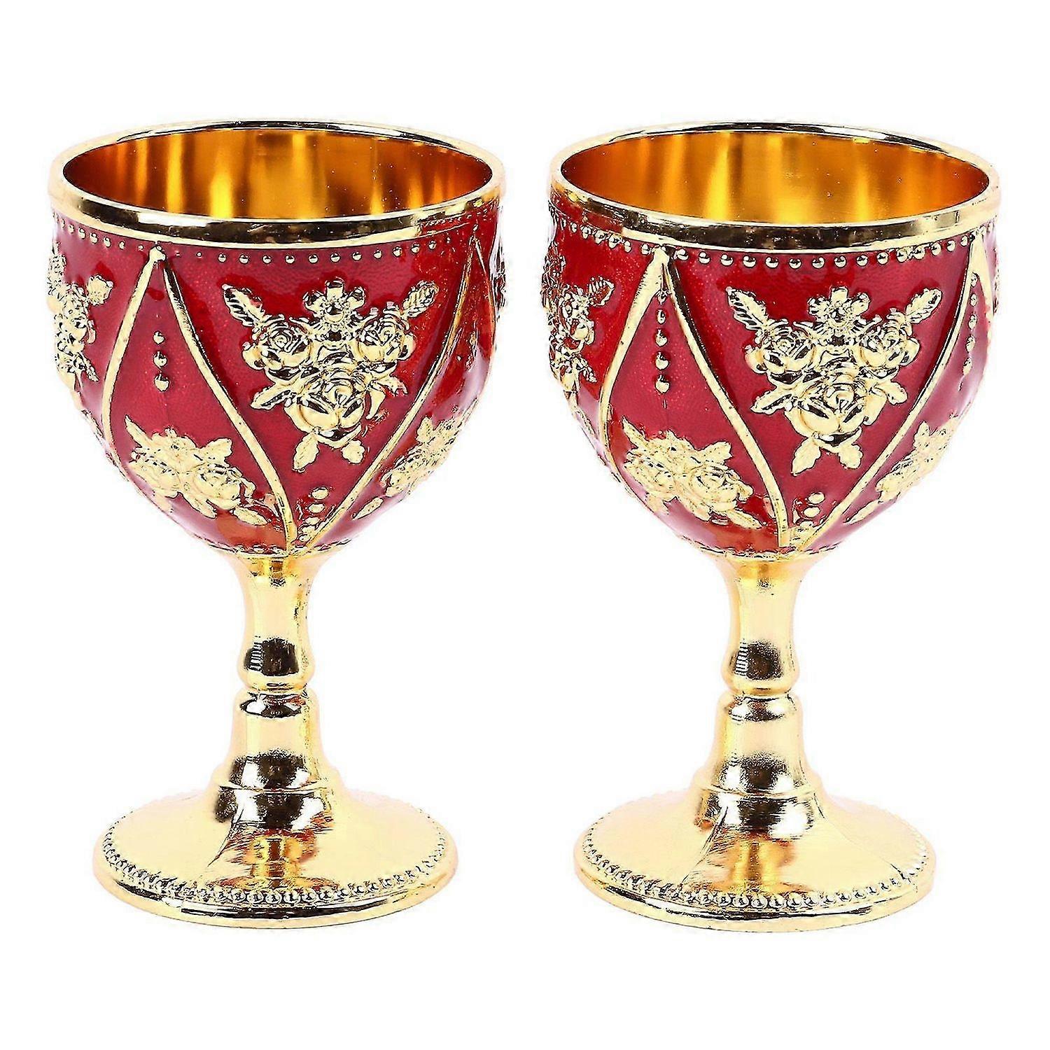 2025 Latest Model 2 Pcs Wine Glass Exquisite 3D Relief Rose Flower Pattern