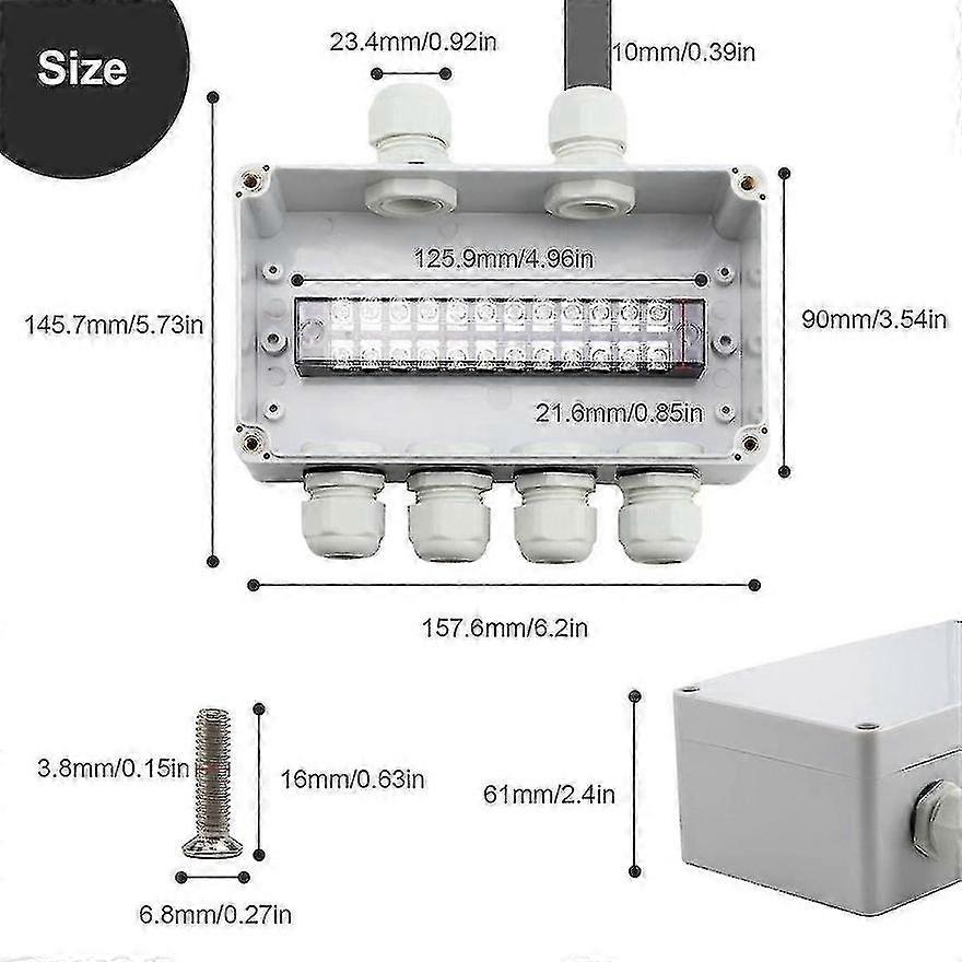 Waterproof Junction Box IP66 2 in 4 Out for 4-8 mm Wire Electrical Box