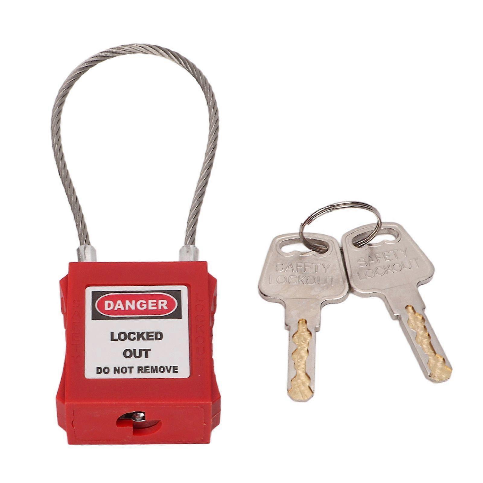 Lockout Tagout Cable Locks 85mm Shackle Steel Safety Padlock with 2 Key for Equipment Maintenance Red