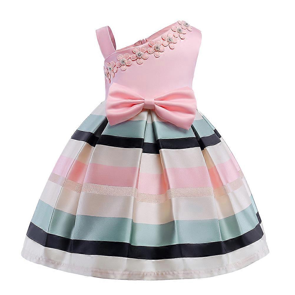 Single Shoulder Strap Child One-Piece Dress for Decoration 1Pcs Pink