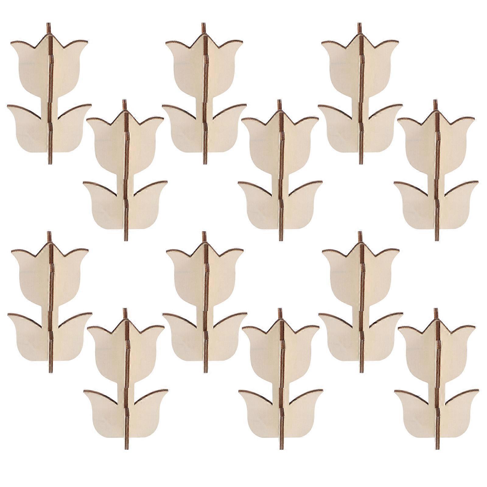 Paintable Wooden Tulips for DIY Crafts Including 48Sets of Tulip Ornaments