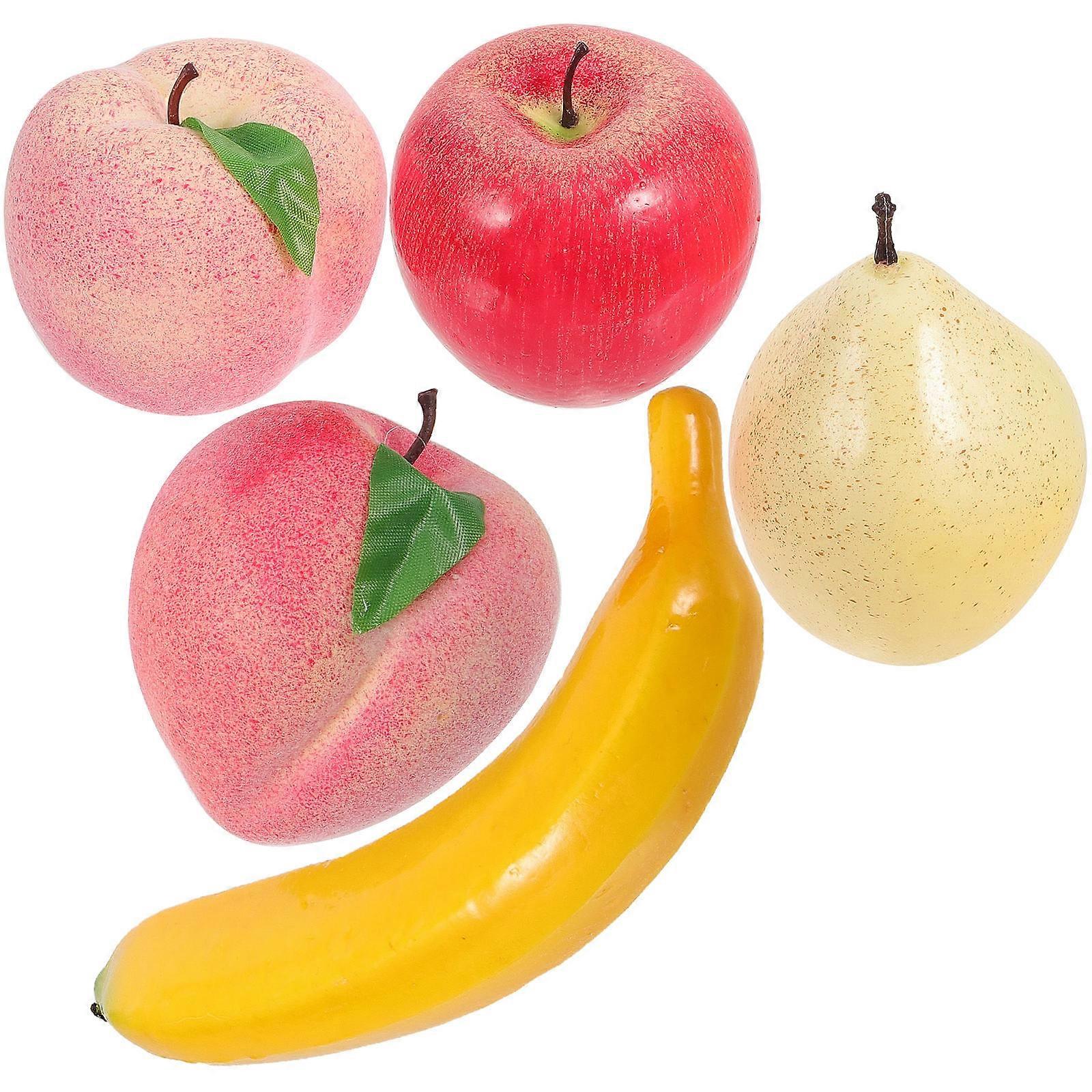 Plastic Faux Fruit Decor for Home with 5Pcs Artificial Fruit Adornments