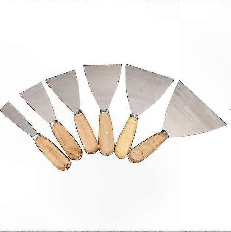 6-Piece Putty Knife Set with Wood Handles for Scraping and Smoothing Projects
