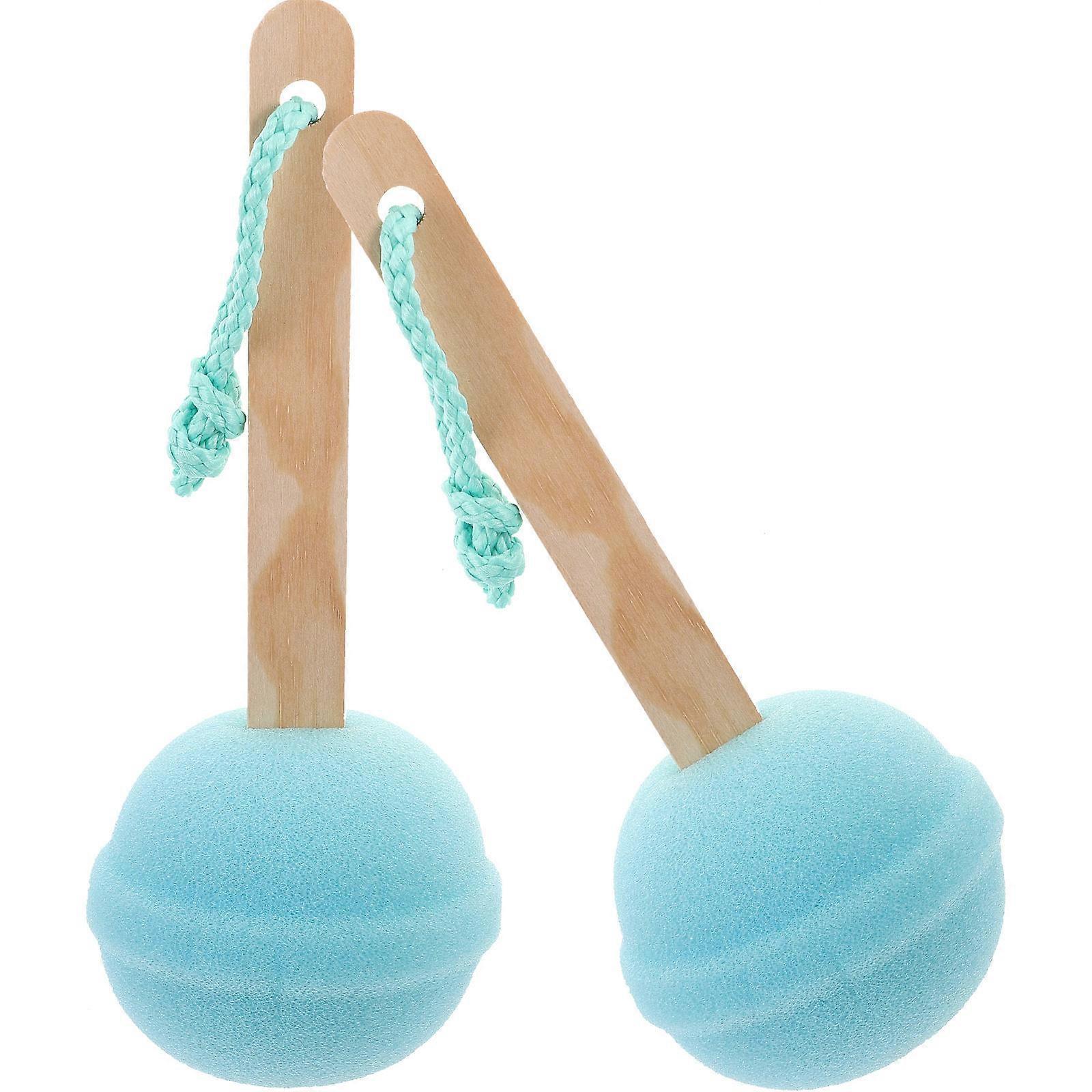 Bath Sponge for Exfoliating Shower Use Blue 2Pcs Lollipop Shaped Sponge