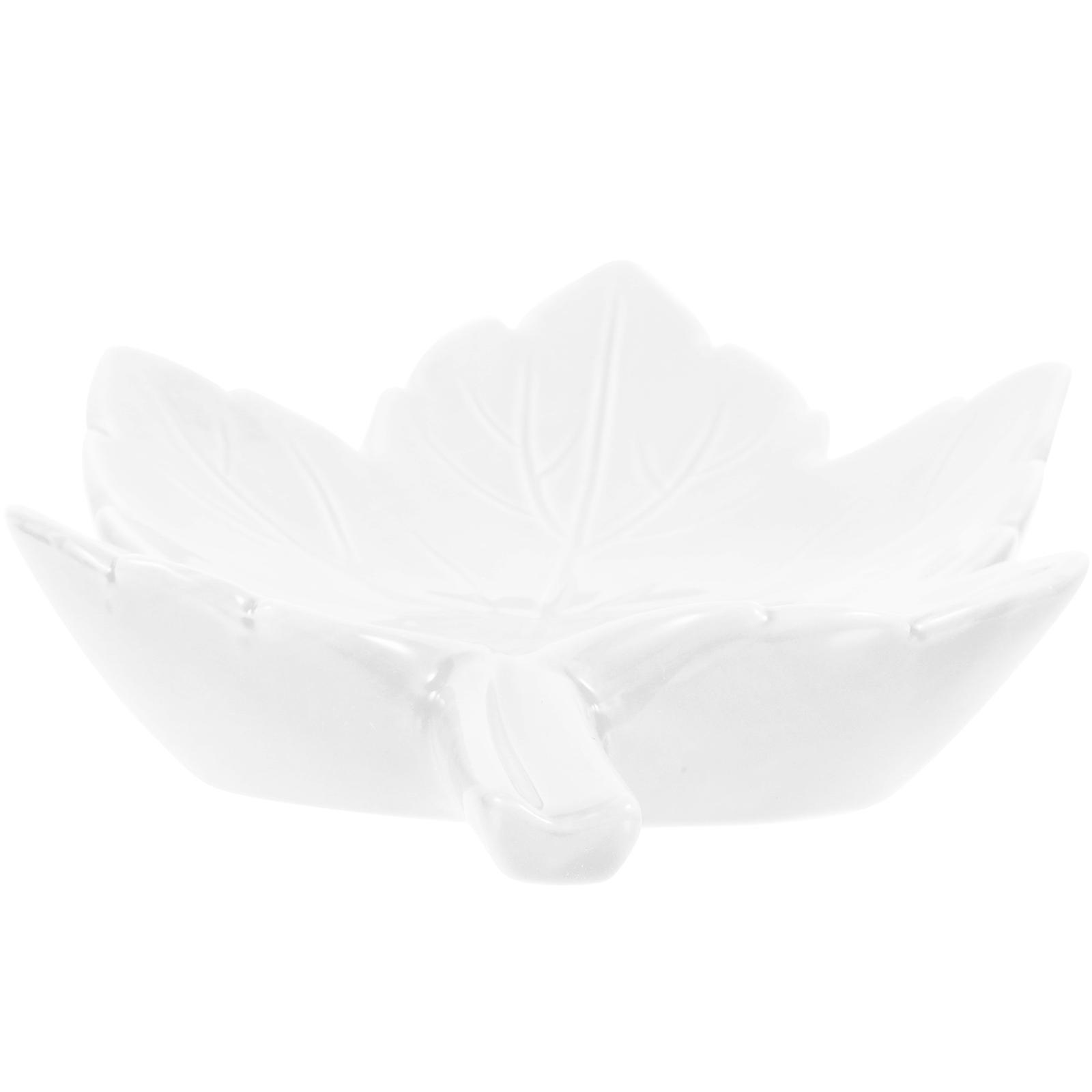 Leaf Shape Ceramic Soap Dish for Draining 3Pcs Bar Soap Holder