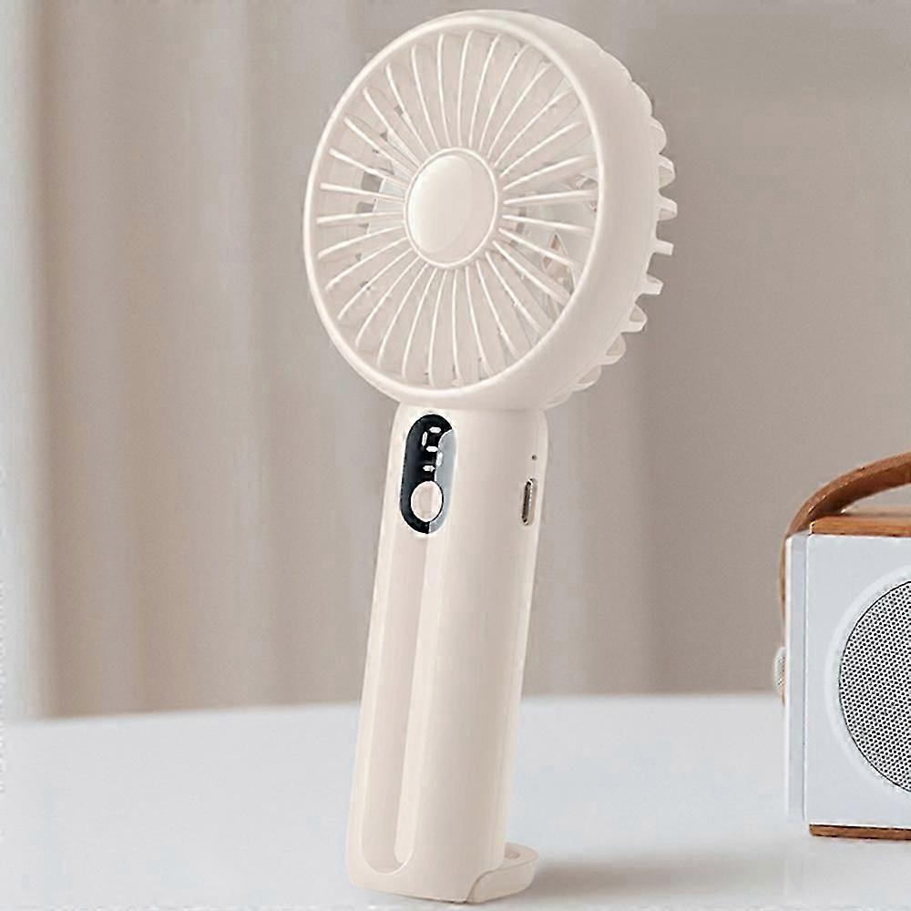 Rechargeable Handheld Fan 5 Speeds USB Portable Mini Quiet Cooling Fan with Digital Display - White [jkw]