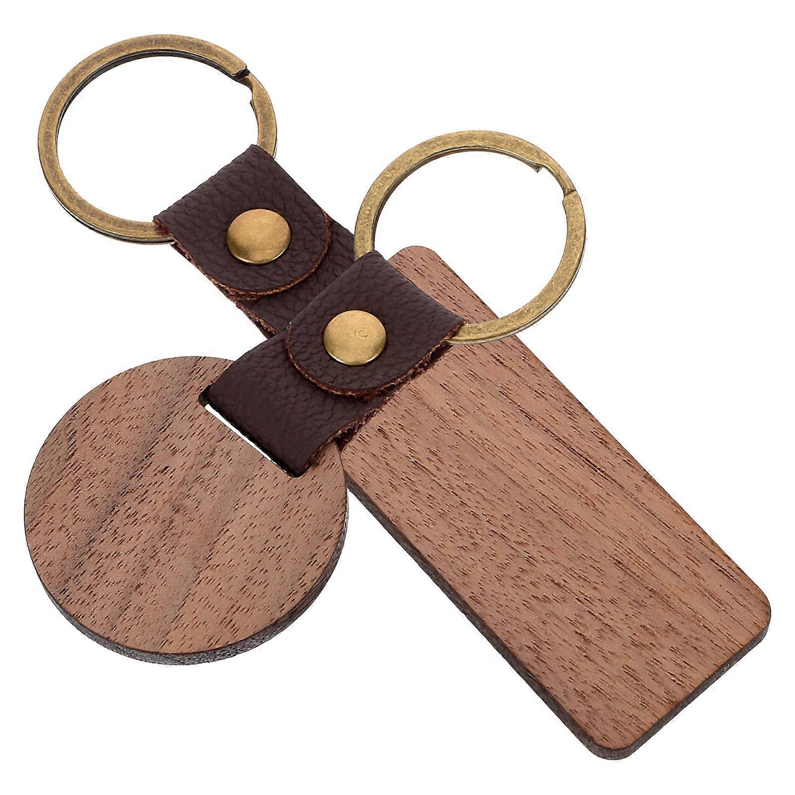 Wood Key Chain DIY 2Pcs for Rustic Decor and Key Holding
