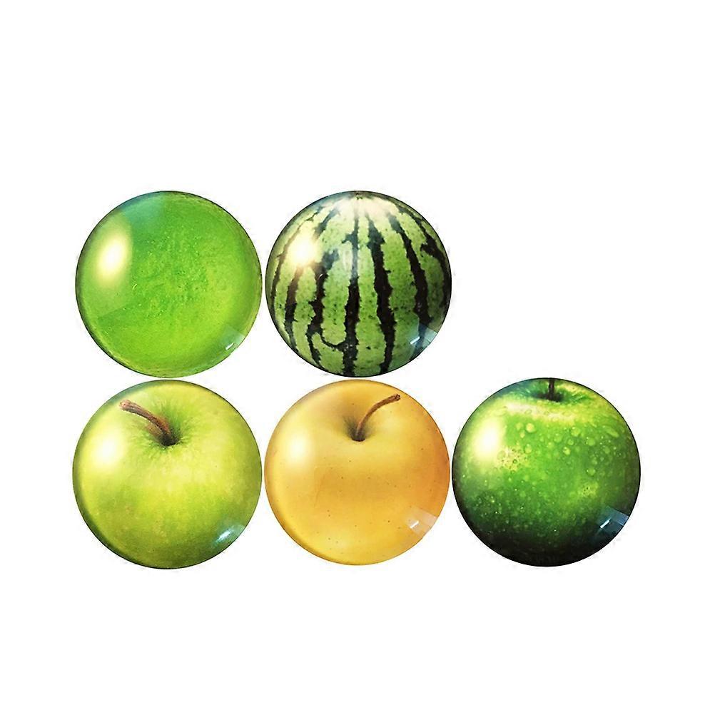 Fruit Pattern Glass Fridge Magnets for Decorative Use 5Pcs Pack