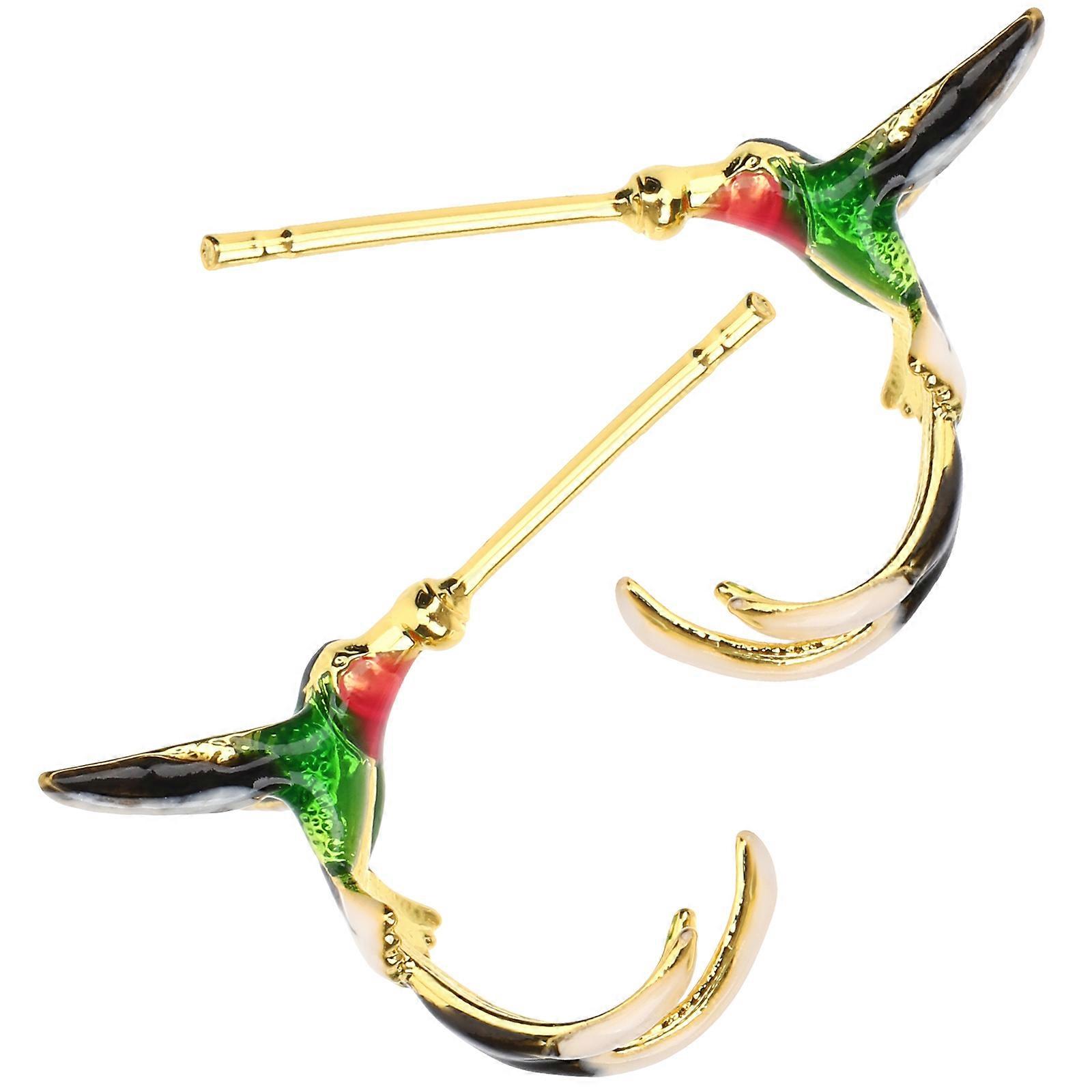 Tiny Ear Studs Hummingbird Earrings for Decoration 4Pairs Multi Color