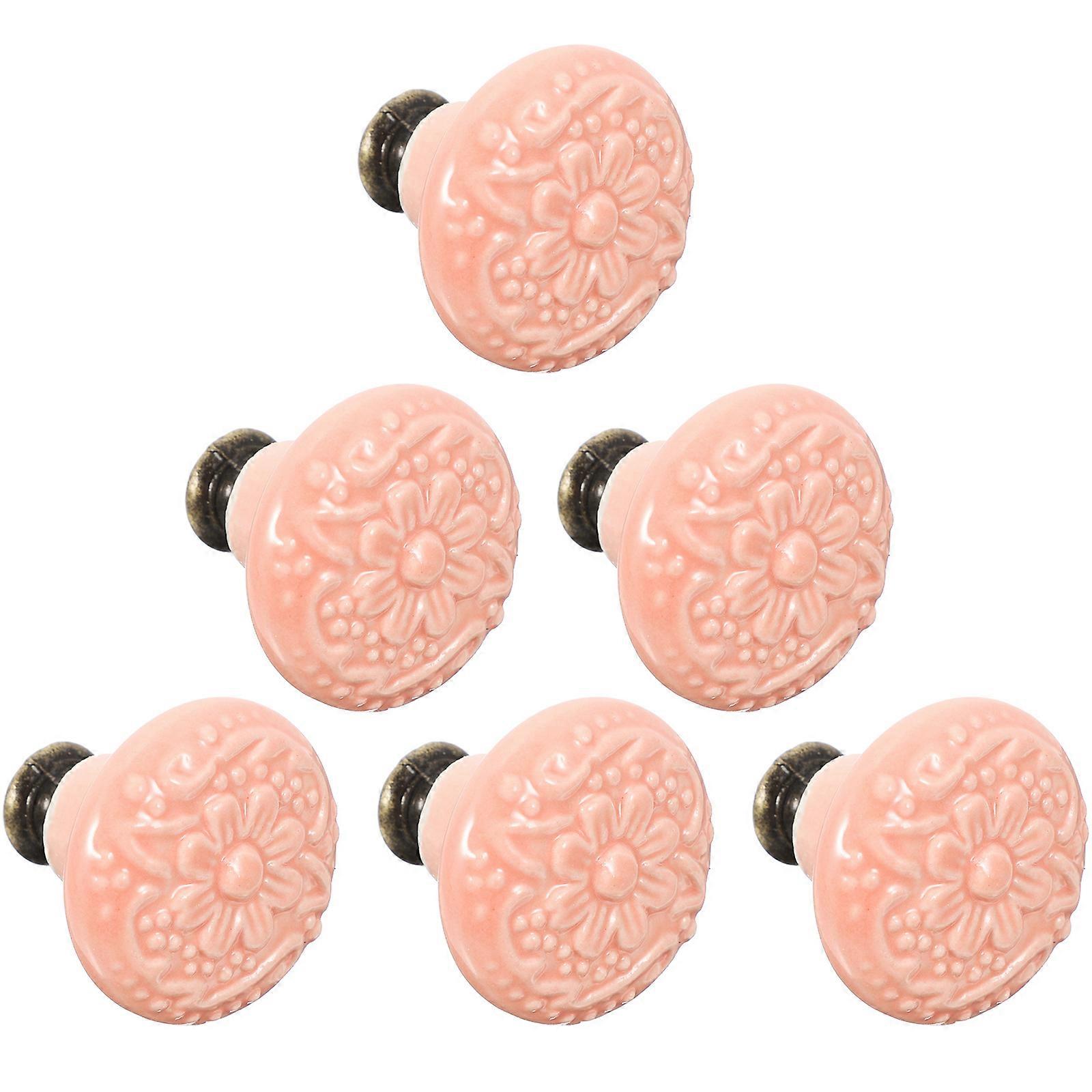 Pink Ceramic Cabinet Knobs Decorative Knobs for Drawer 24Pcs Set