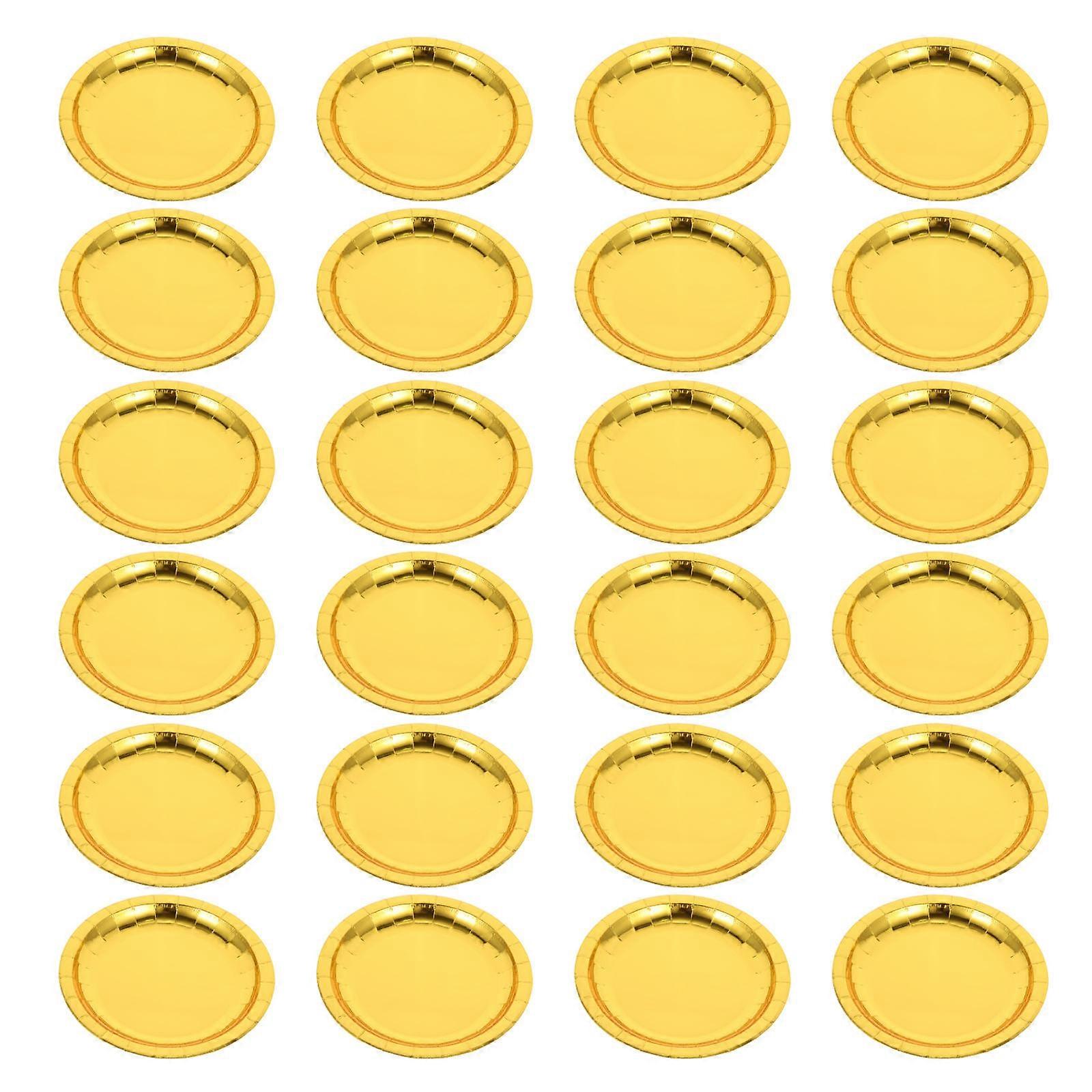 30Pcs Round Dessert Convenient Party Style Serving 7 Inches Golden