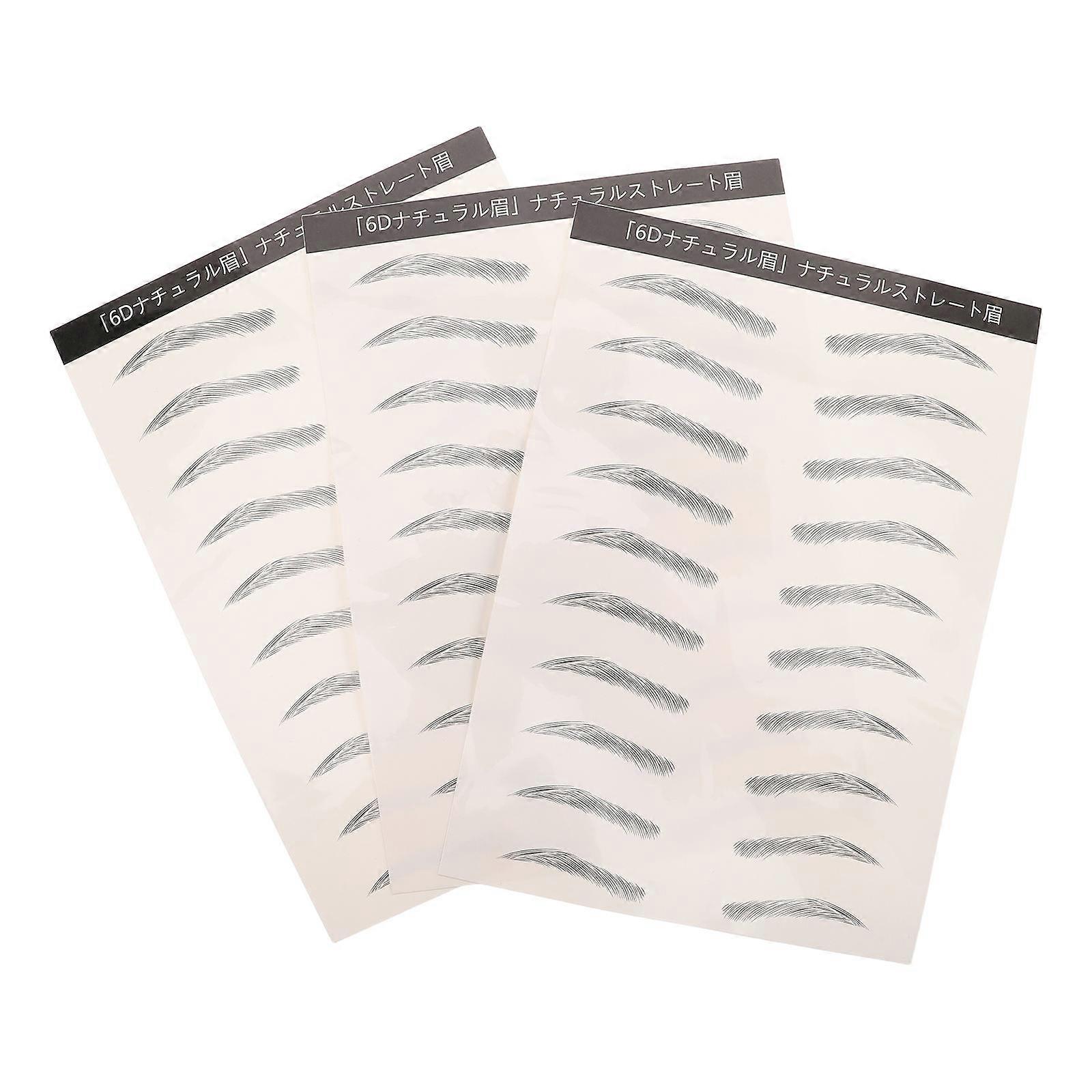 Hair Like Eyebrow Decals For Women And Girls In Black Color With Waterproof Function Pack Of 3 Sheets