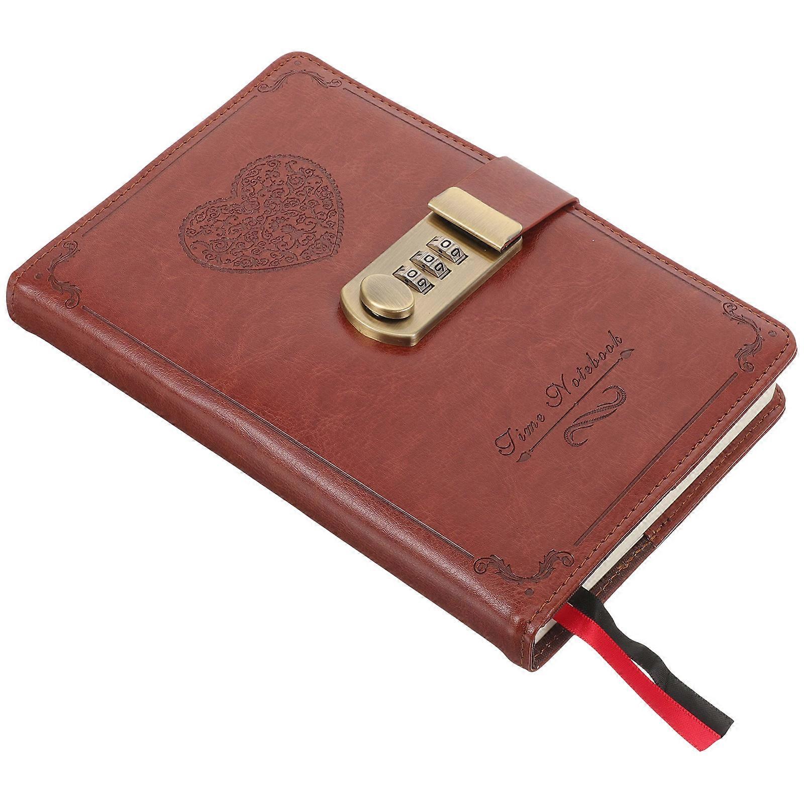 20x14Cm Brown Multi-Function Notebook For Employees Students Teachers Bosses Ideal For Office School Home Usage With Security Lock 4Pcs