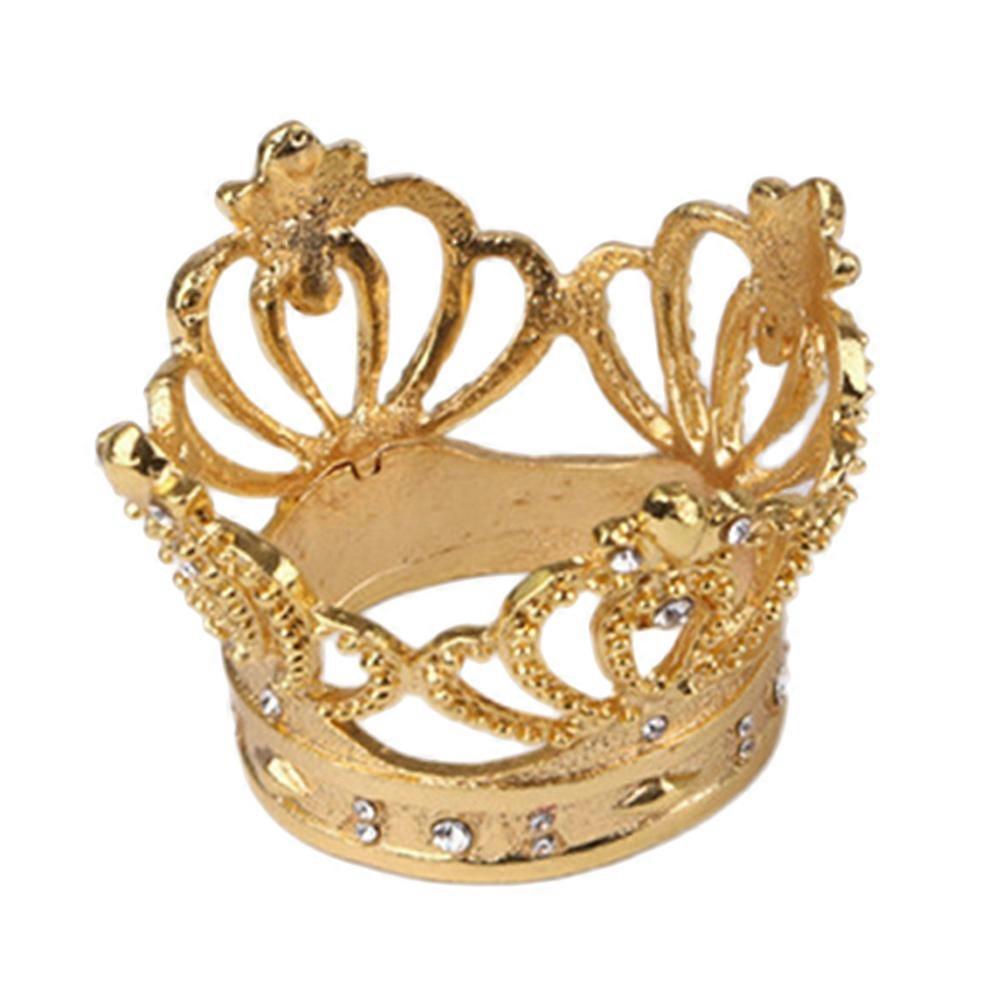 3Pcs Crown Napkin Ring Alloy with Diamond for Party Use Golden
