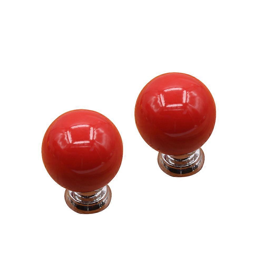 Single Hole Ceramic Drawer Knobs for Cabinet Pull 2Pcs Red Round Handles