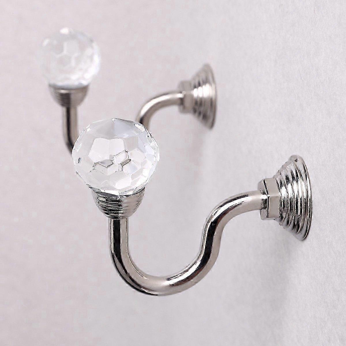 2025 2Pcs/set Curtain Holdback Hanger Wall Tie Backs Hooks Holder Home Decor Curtain Tieback Artificial Crystal Wall Hooks