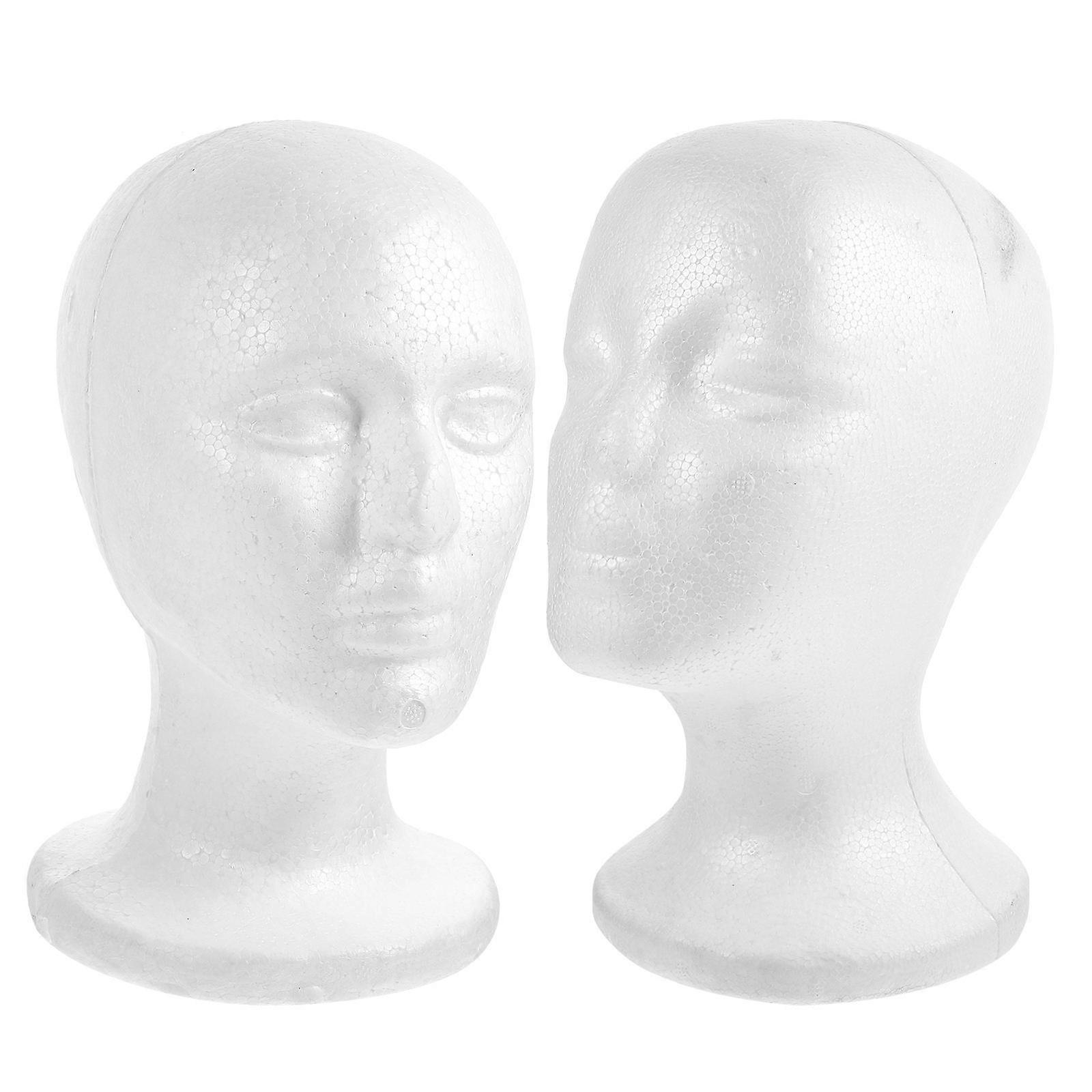 Foam Head Mold Mannequin Head for Painting 2Pcs White Foam Display