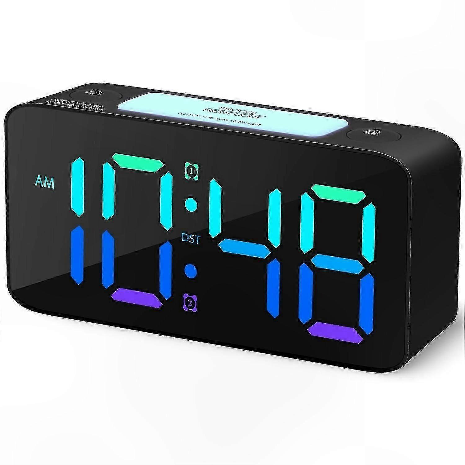 Digital Alarm Clock with 7 Vibrant Night Light Colors for Deep Sleepers and Adults Seeking a Loud Wake-Up Call