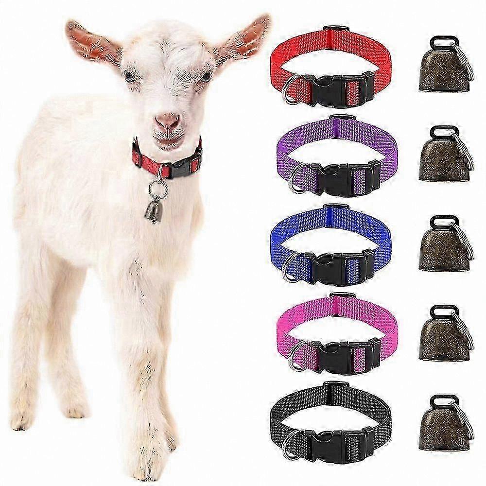 5-Pack Adjustable Collars with Bells for Livestock Safety and Tracking
