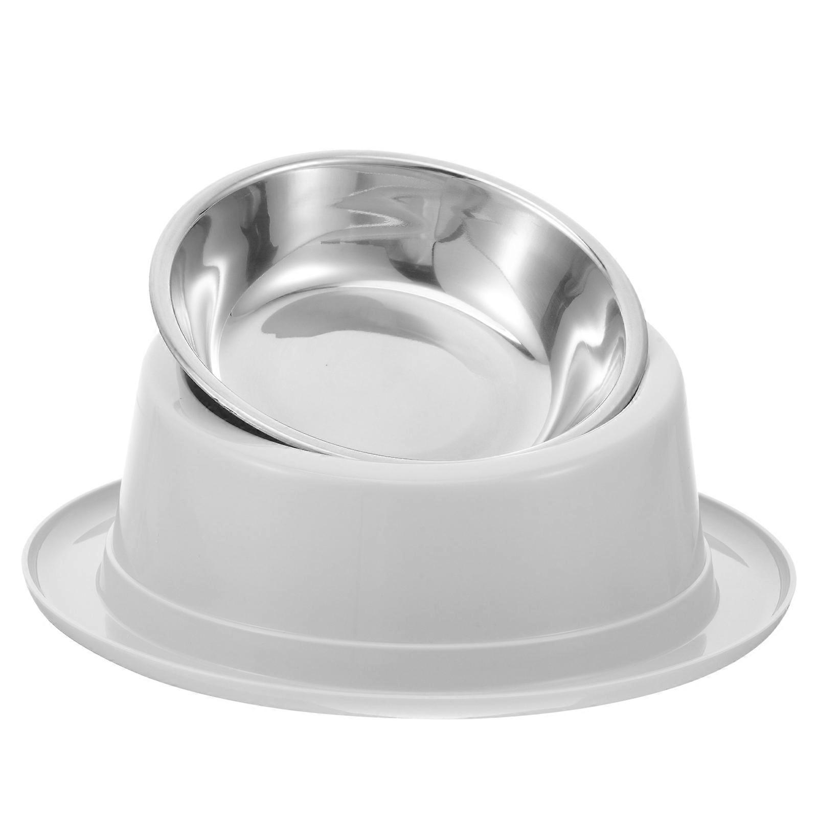 Pet Feeding Bowl Stainless Steel Grey For Cat And Dog Home Use 1Set Anti-slip Design