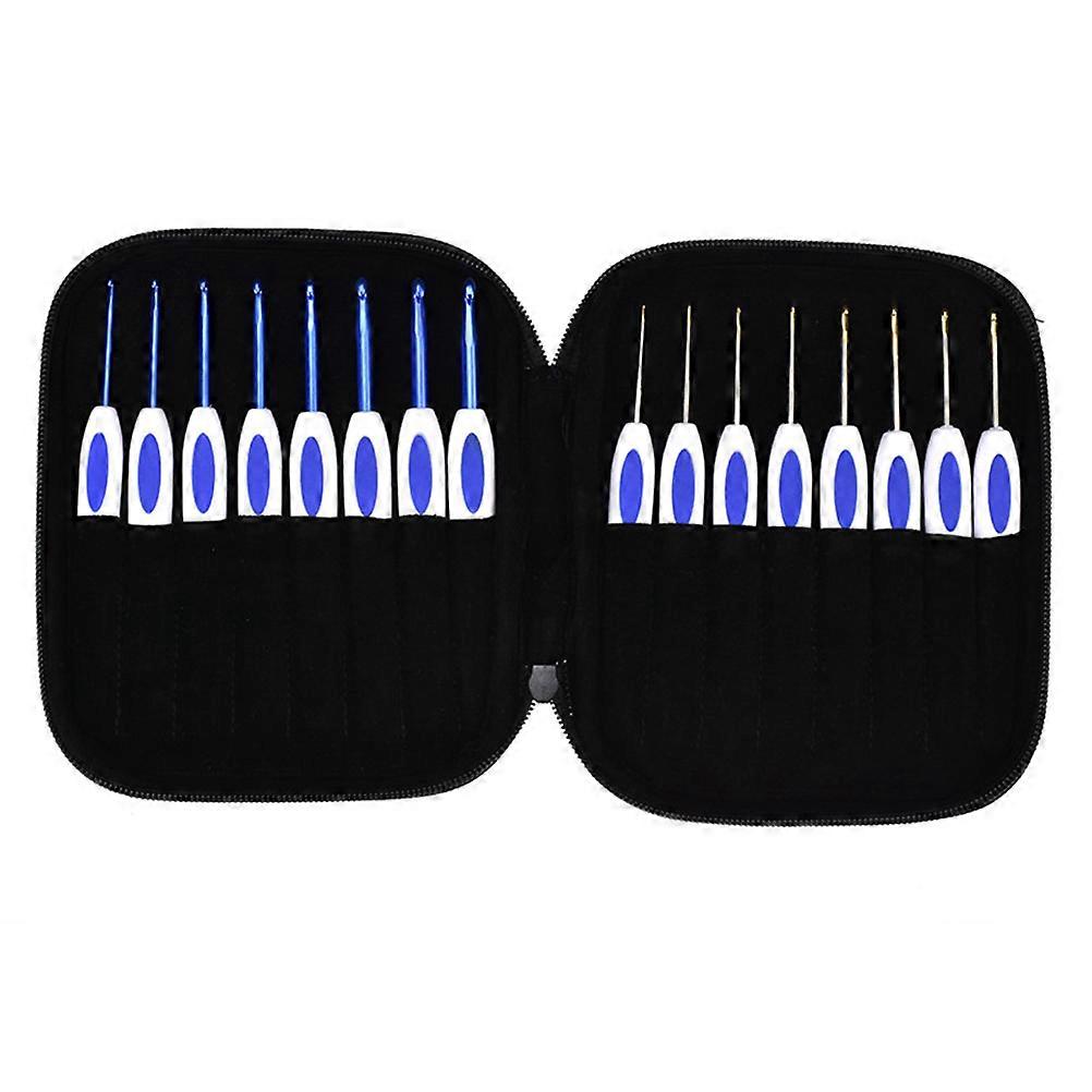 Knitting Needles Crochet Hook 16Pcs Set for DIY Projects with Blue Storage Bag