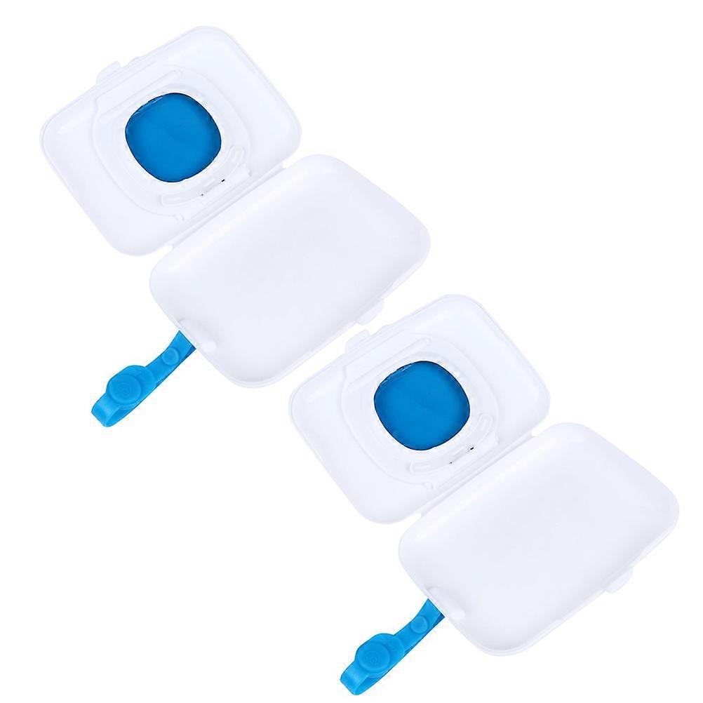 Portable Wipes Storage Box Blue Rectangular Design Easy Replacement For Parents 16x11x8cm 2Pack