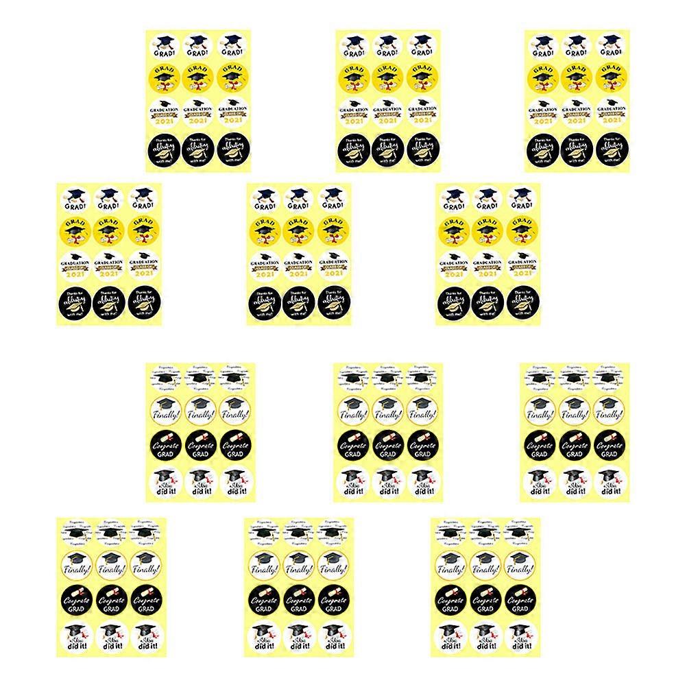 Graduation Decor 288 Pcs Candy Bag Stickers For Craft Making Assorted Color Round Self Adhesive Design