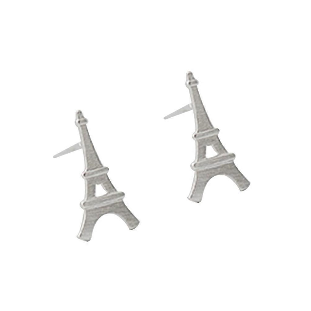 Silver Eiffel Tower Earrings Decor Ear Stud for Decoration 2Pcs Set