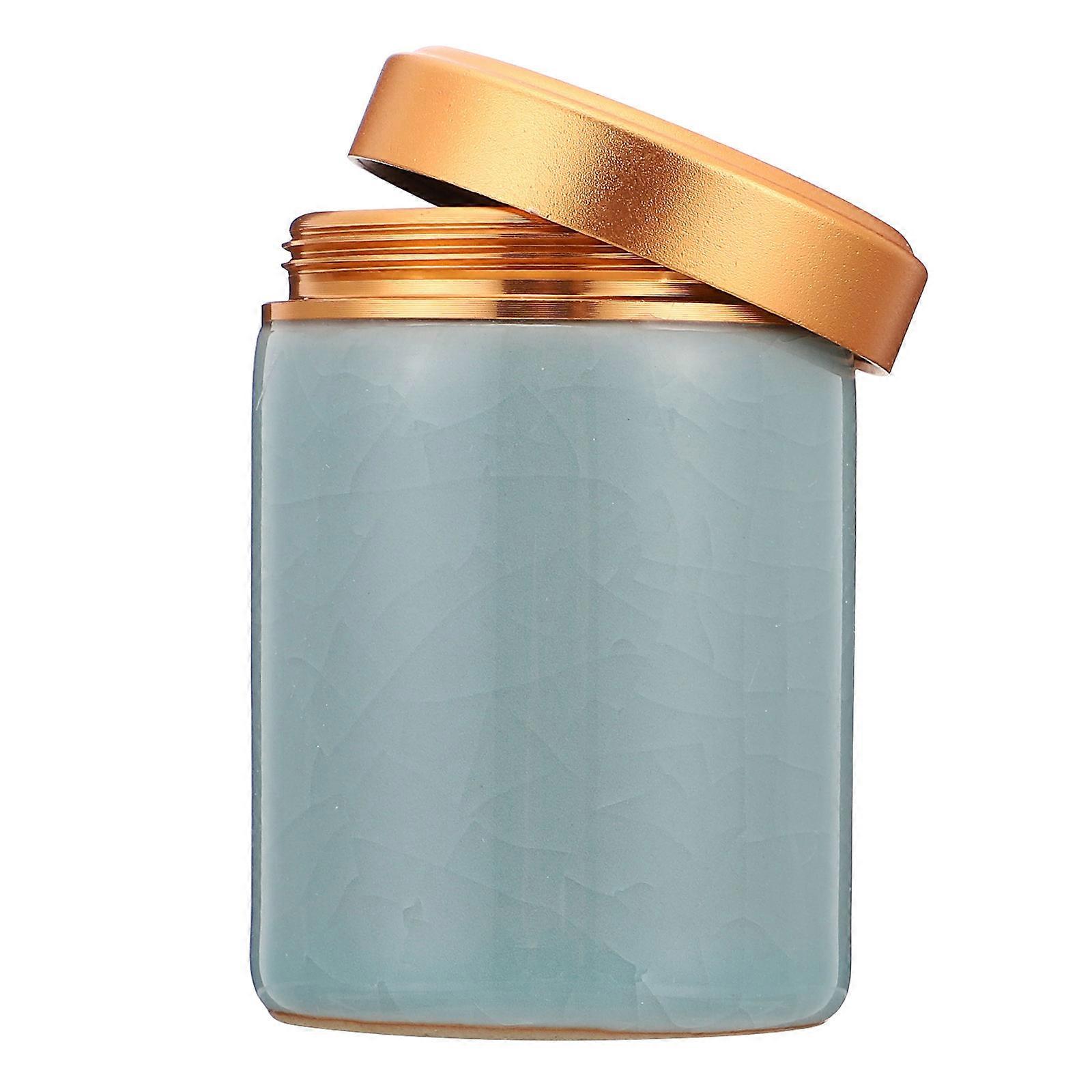 Tea Ceramic Container with Lid for Storage Use 2Pcs Sky-Blue Pair