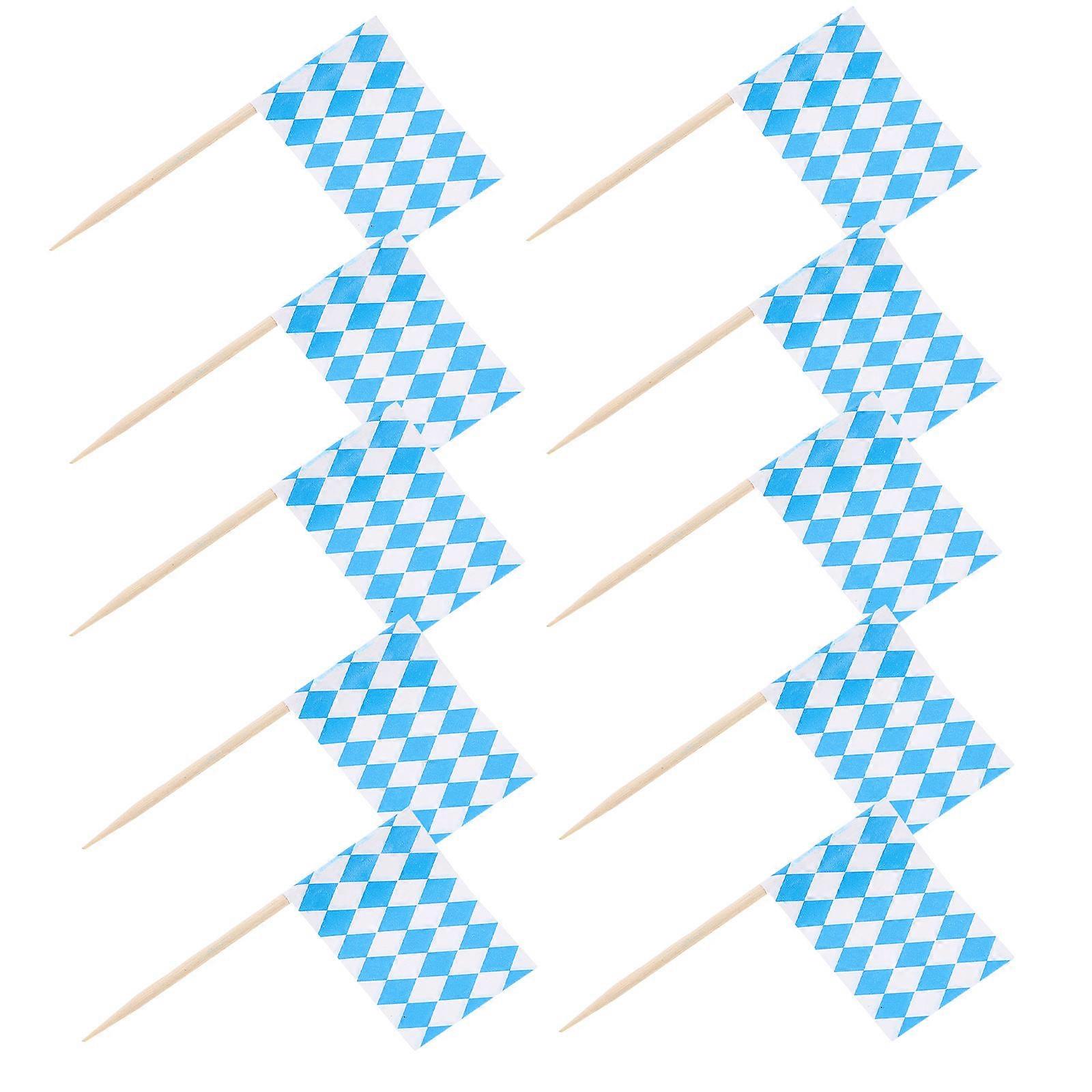Blue White Checkered Toothpick Flags for Dessert Decoration 200Pcs