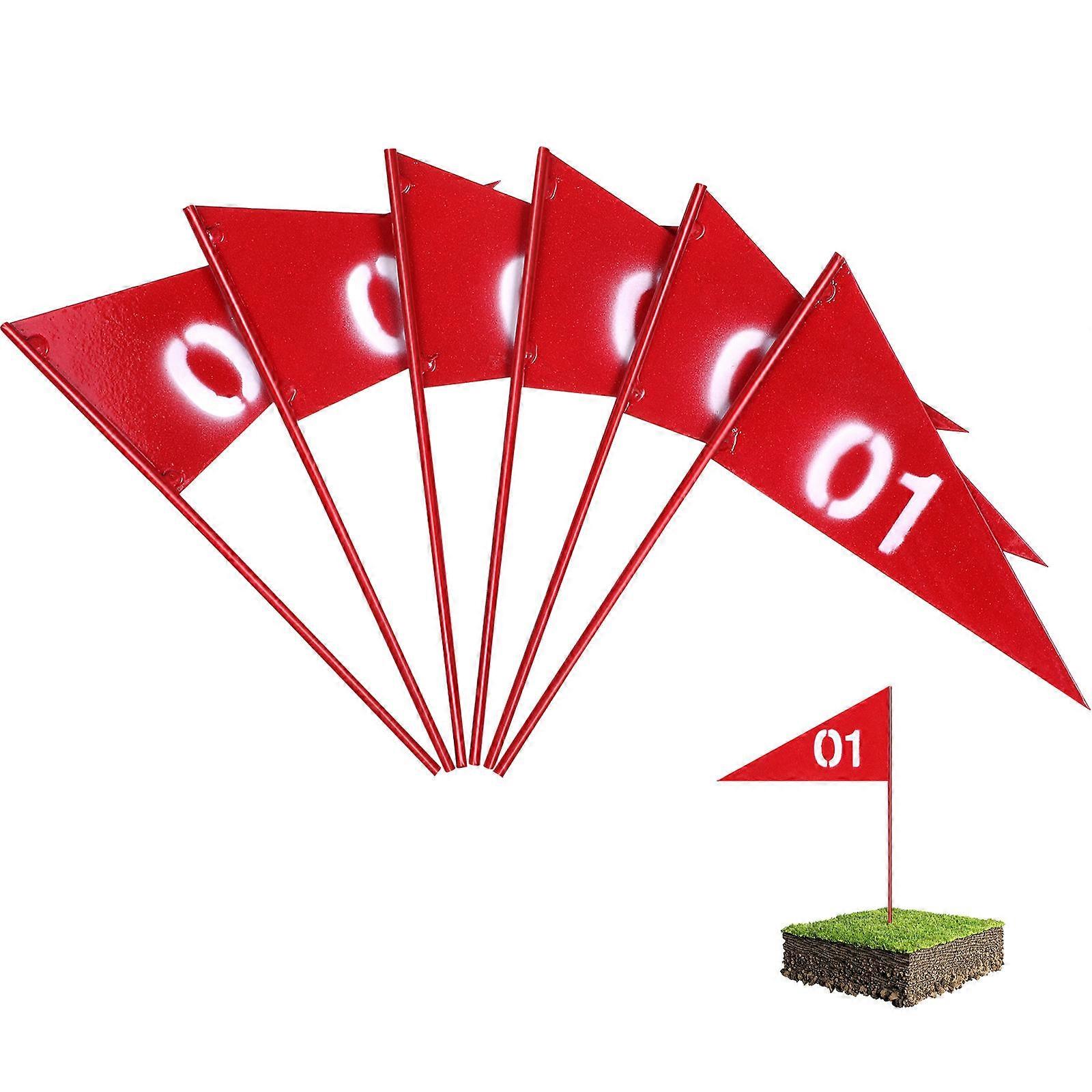 Red Marking Flags Iron Lawn Sprinkler Flags for Yard Irrigation 30Pcs