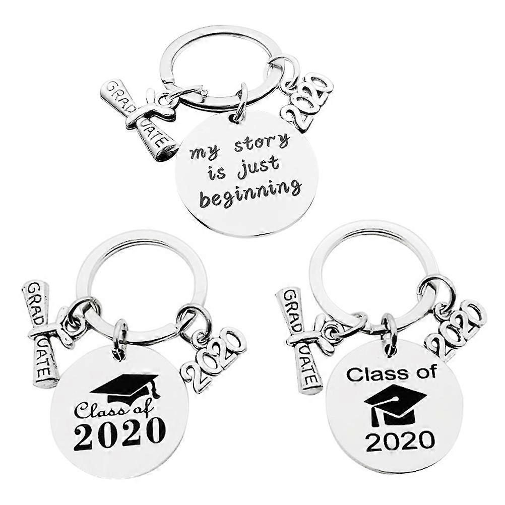 Key Ring Silver Graduation Keychains for Decoration 3Pcs Pack