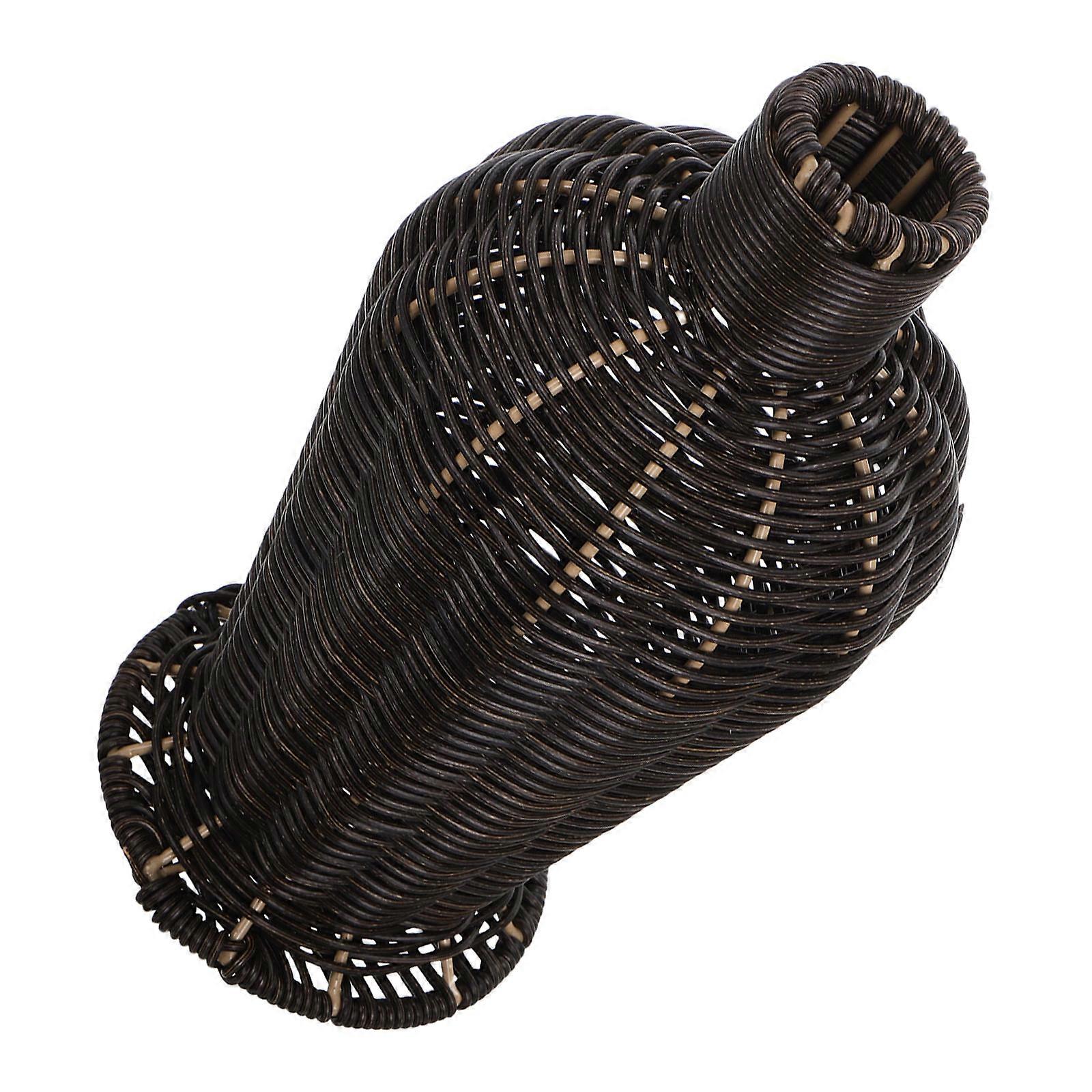 Rustic Plastic Wicker Flower Basket Vase Imitation Rattan Holder 2Pcs