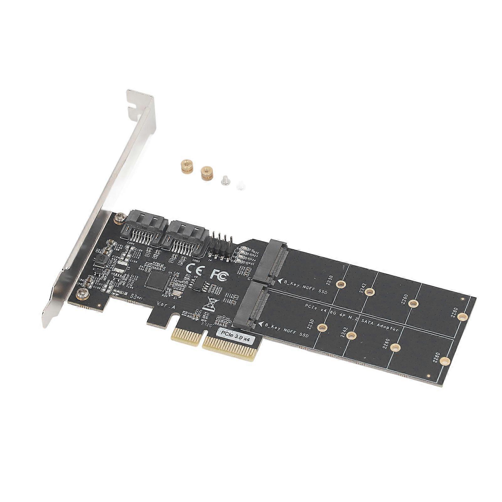 PCIE 3.0 to SATA 3 M.2 Adapter Card High Speed Transfer PCIex4 to 2 Port SATA and 2 Port M.2 B Key Expansion Card