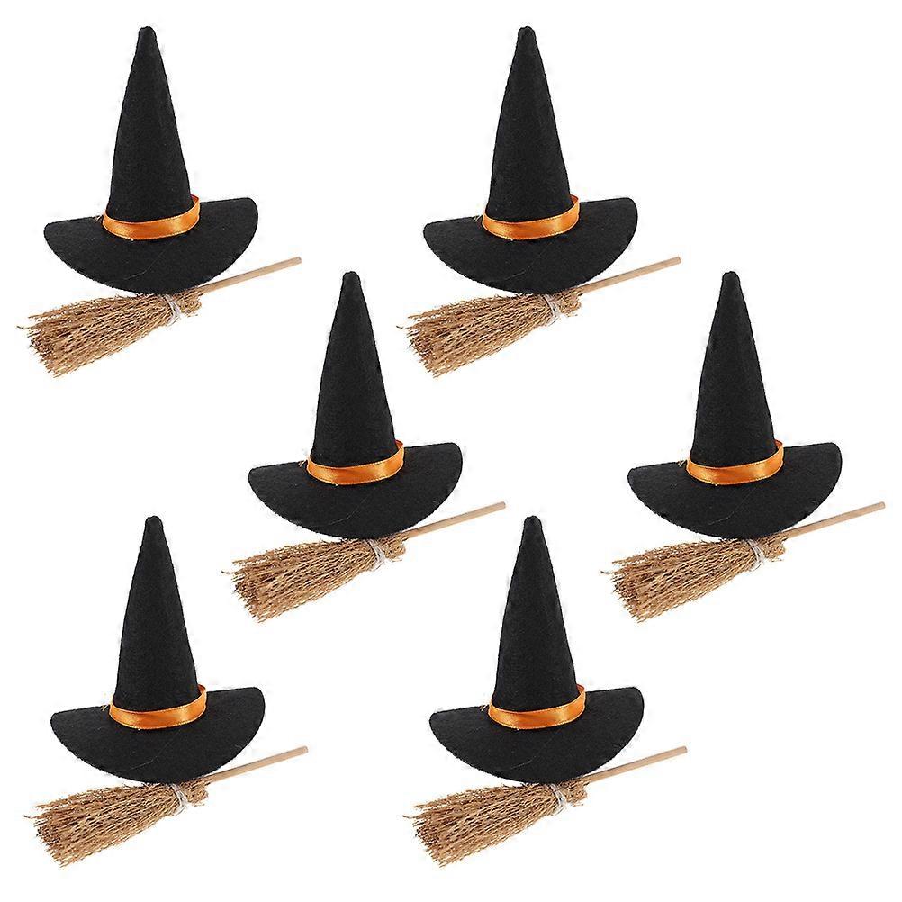 Hat Halloween Decor with Brooms for Party 3Sets