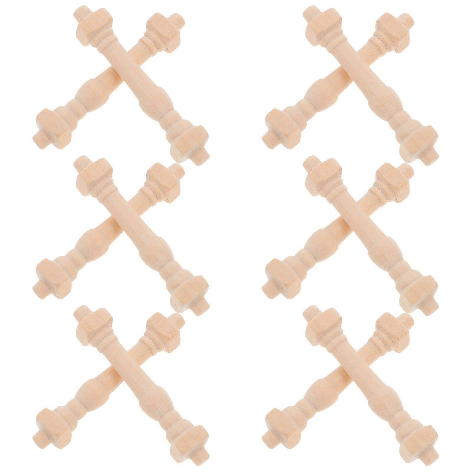 Miniature Dollhouse Pillar Wood Columns for DIY Craft 60Pcs Set
