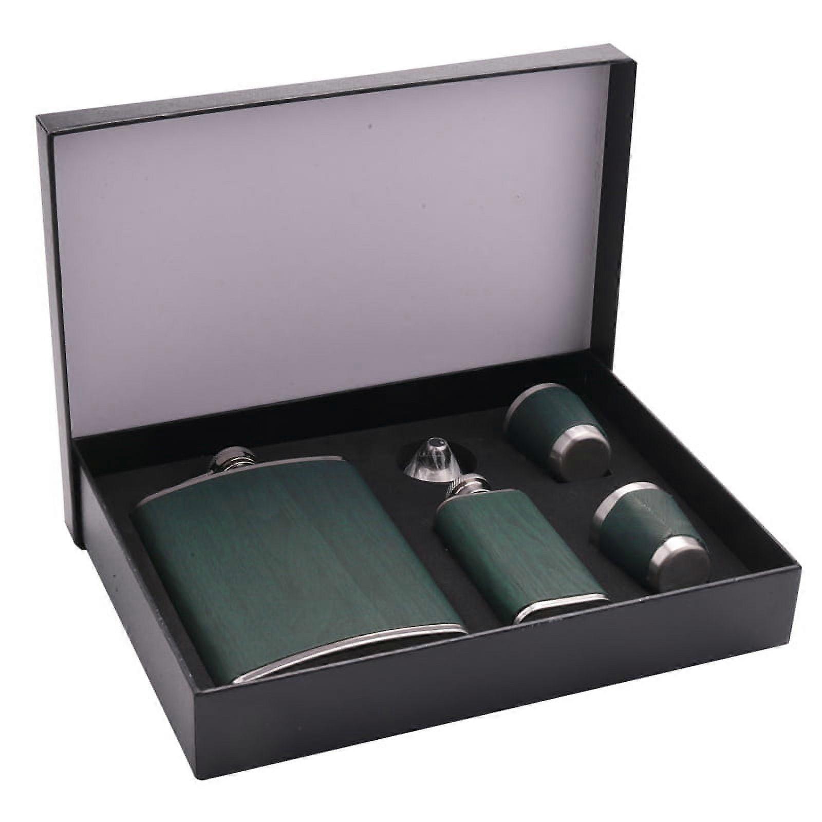 Hip Flask Set Stainless Steel Flask of Gifts for Men 260ML Bar Camping Barbecue Portable Pocket Flask Green