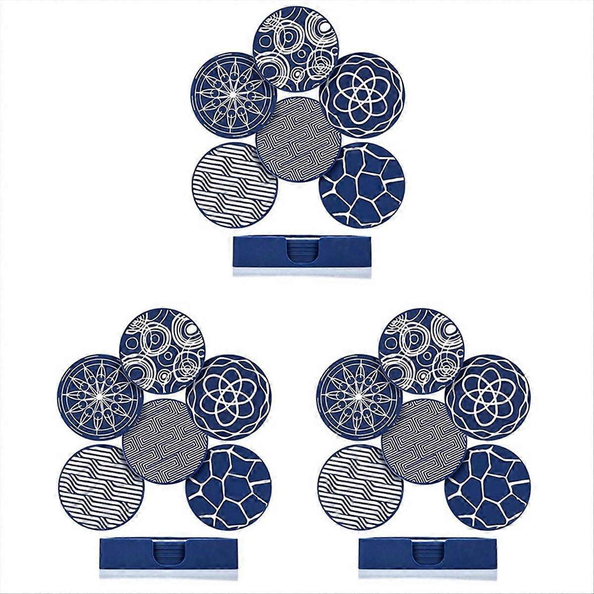 6Pcs Drink Coasters,Round Silicone Rubber Cup Pad with Storage Box