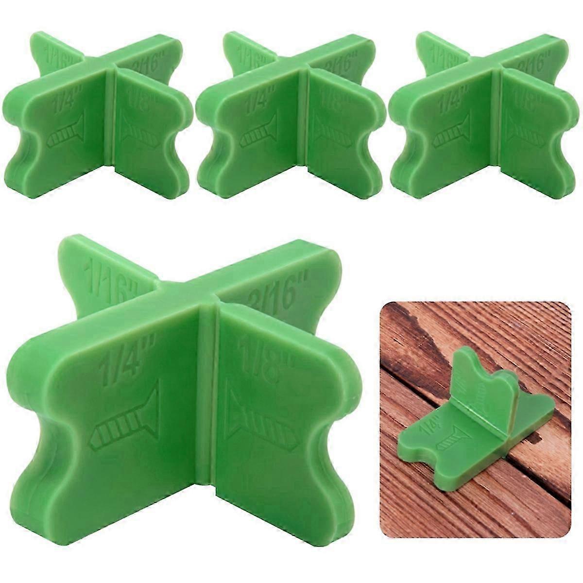 ABS Deck Spacer Tool,4 Thicknesses Deck Board Spacers(1/16In, 1/8In, 3/16In, 1/4In),Green Deck Space