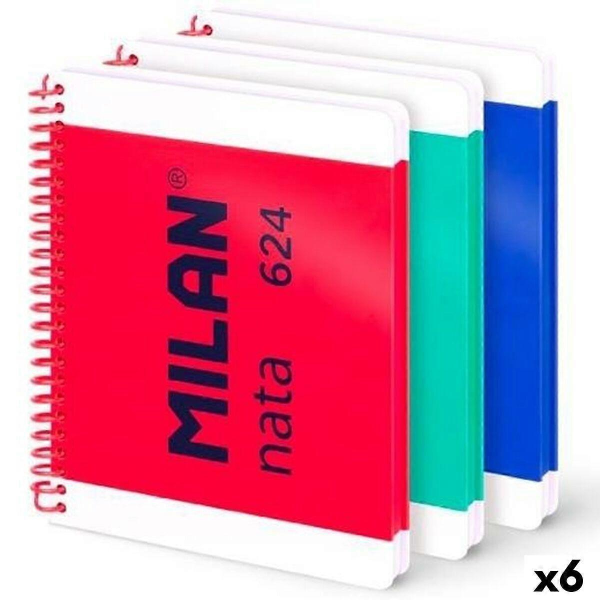 Set of exercise books Milan Multicolour A5 80 Sheets 3 Pieces (6 Units)