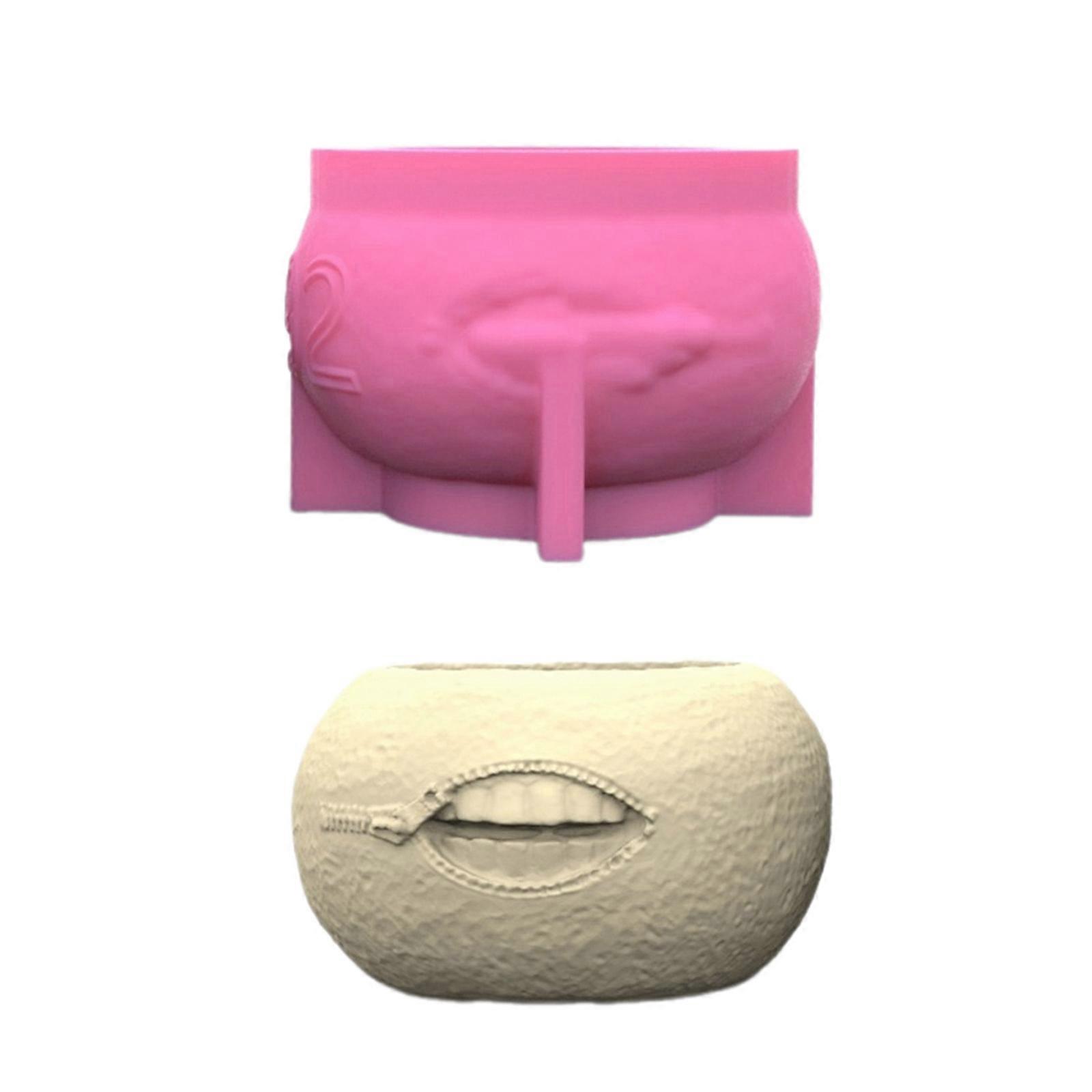 Flower Vase Molds Concrete Molds Grimace Shape Succulent Planter Molds Silicone Texture Ornament Mould for Crafting Multicolor