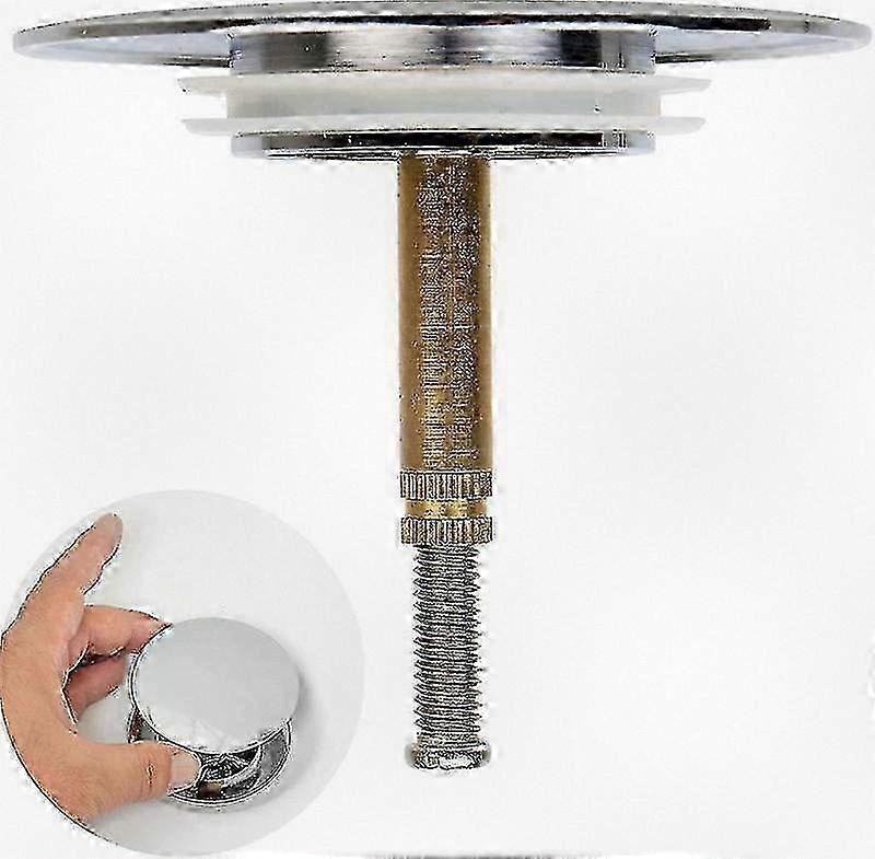 Universal Bath Stopper, 70 Mm Diameter, Double Sealed and Height Adjustable, Durable Sink Valve Made of Hardened Brass with Chrome Finish Su