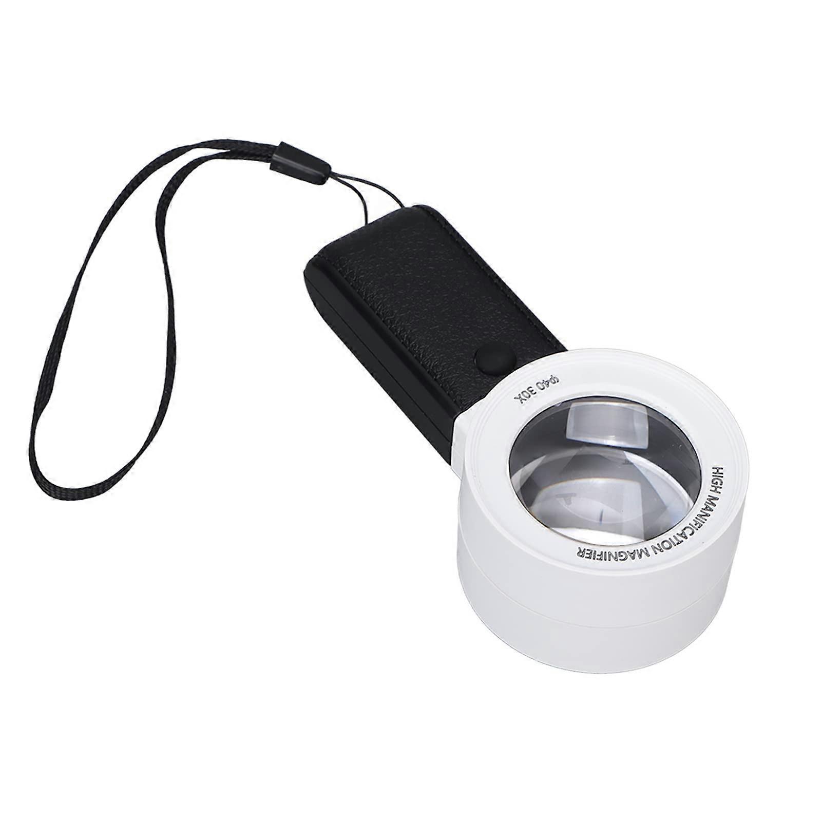 Magnifying Glass With Light 30X Magnification, Handheld Jewelers Loupe With 3 LED Lights, Pocket Magnifier, White