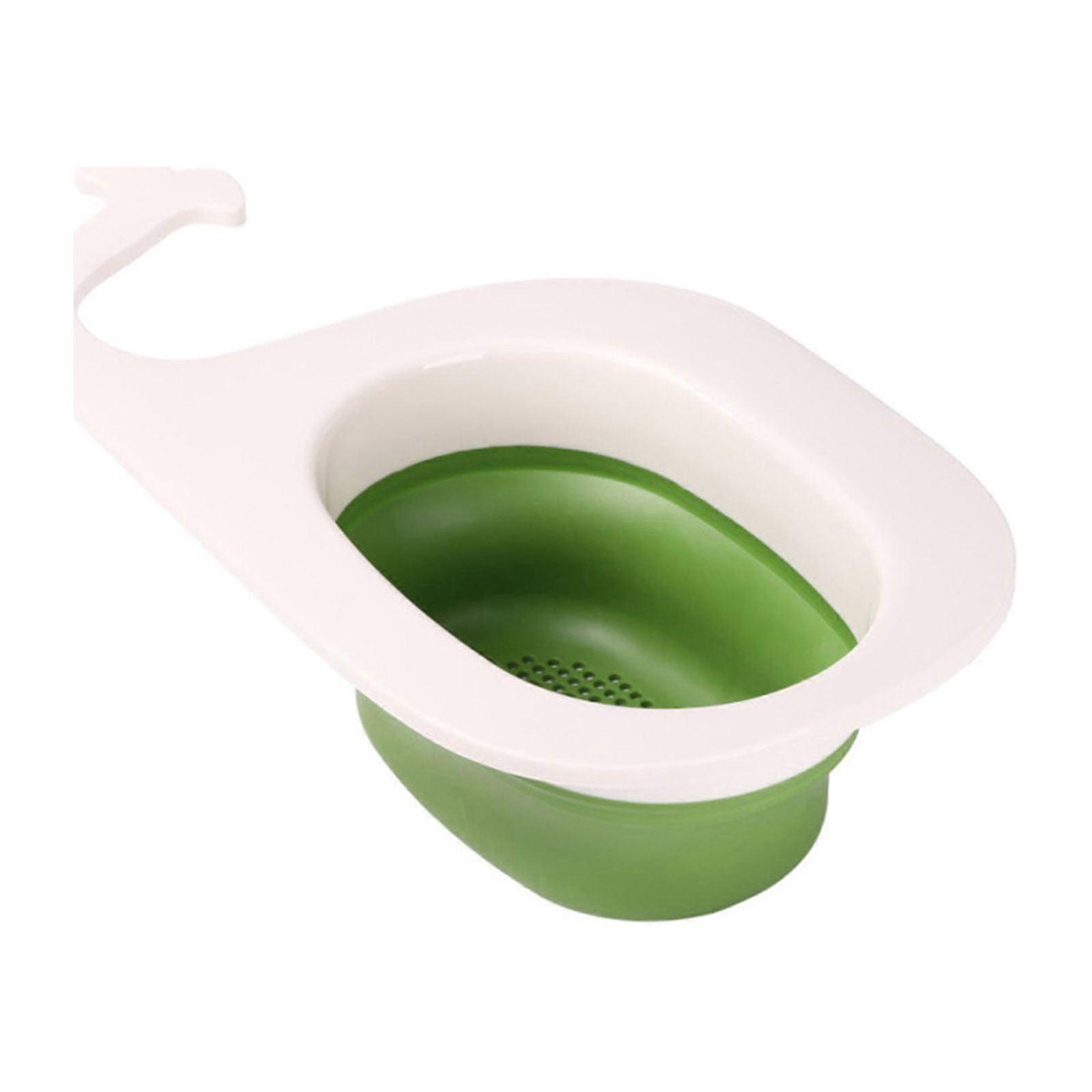 XIUH Multi Functional Hanging Filtering Draining Rack for Kitchen Sink, Corner Strainer Basket Storage Holder Shelf (Green)